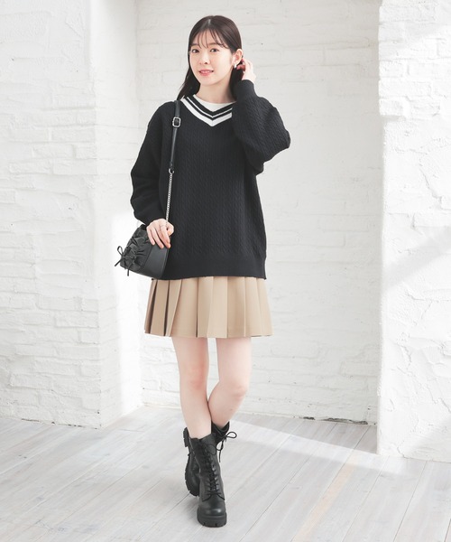 Honeys（ハニーズ）の「ミニプリーツスカート（スカート・レディース・キャメル/杢グレー/ブラック・SS/S/M/L/LL）」の8枚目の写真