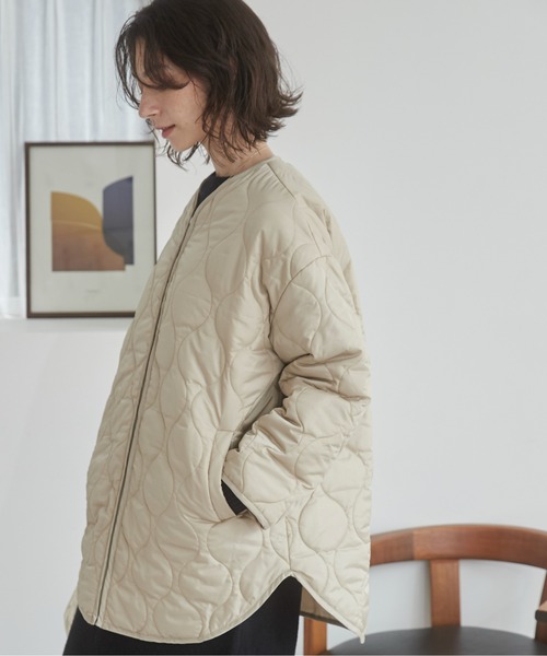 ANGIE（アンジー）の「キルティングジャケット（ノーカラージャケット・レディース・ベージュ/ブラック/カーキ・FREE）」の22枚目の写真