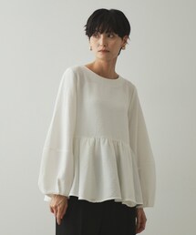 ◆ふくれジャカードペプラムブラウス【洗濯機洗い可】