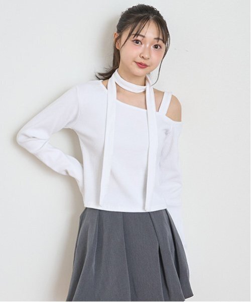 セール】【DHOLIC】ボウタイつき長Tシャツ（Tシャツ/カットソー