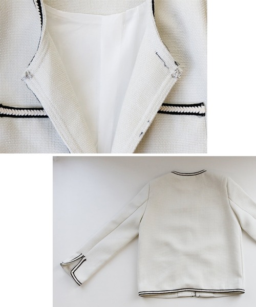 新しいツイードお仕事ジャケット華やぎをプラス（ノーカラージャケット）｜Ehre style（エーレスタイル）