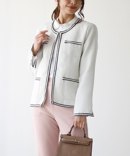 新しいツイードお仕事ジャケット華やぎをプラス（ノーカラージャケット）｜Ehre style（エーレスタイル）