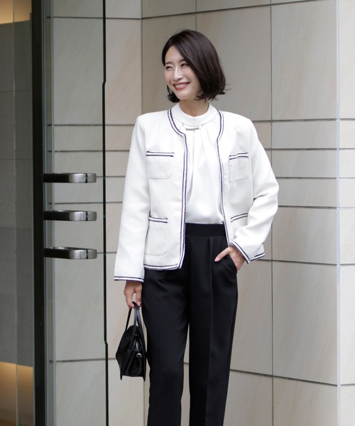 新しいツイードお仕事ジャケット華やぎをプラス（ノーカラージャケット）｜Ehre style（エーレスタイル）