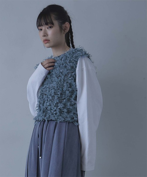 miette（ミエット）の「前後2wayチュールジャガードベスト（ベスト・レディース・ブラウン/ブラック/ブルー・FREE）」の5枚目の写真