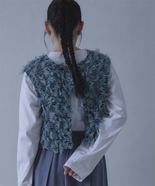 miette（ミエット）の「前後2wayチュールジャガードベスト（ベスト・レディース・ブラウン/ブラック/ブルー・FREE）」の6枚目の写真