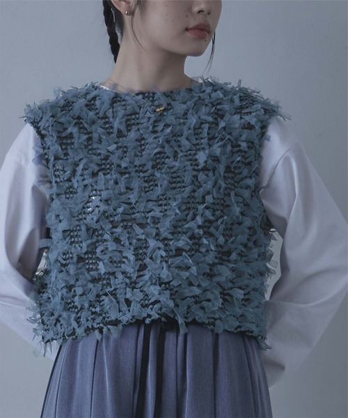 miette（ミエット）の「前後2wayチュールジャガードベスト（ベスト・レディース・ブラウン/ブラック/ブルー・FREE）」の10枚目の写真