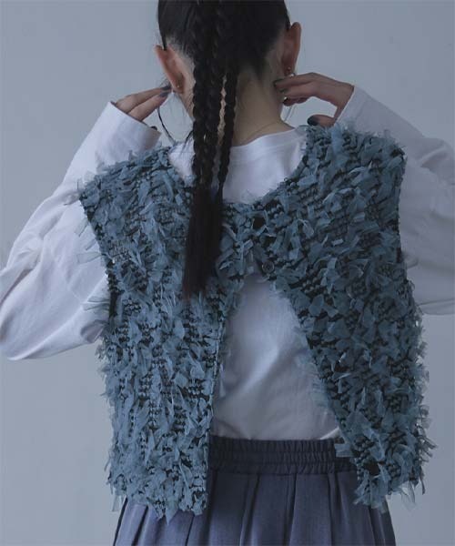 miette（ミエット）の「前後2wayチュールジャガードベスト（ベスト・レディース・ブラウン/ブラック/ブルー・FREE）」の11枚目の写真