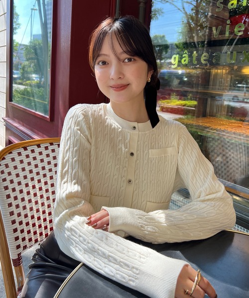 美品♡anuans 【限定カラー 】リトルケーブルニットカーディガン ベージュ anuans（アニュアンス）の「【ZOZO限定商品＆限定カラー】リトル