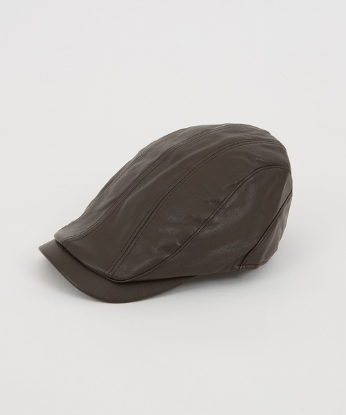 improves(インプローブス)の「合成皮革 ハンチング(ハンチング/ベレー帽・メンズ・ダークブラウン/ブラック・FREE)」の1枚目の写真