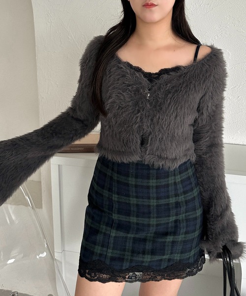 apres jour mignon（アプレジュールミニョン）の「【apresjour mignon SOIE】フワフワショートジップカーディガン【ZOZOTOWN限定アイテム】（カーディガン/ボレロ・レディース・ブラウン系その他/アイボリー/チャコールグレー・X-LARGE/フリー）」の20枚目の写真