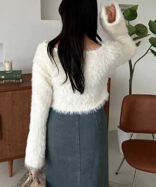 apres jour mignon（アプレジュールミニョン）の「【apresjour mignon SOIE】フワフワショートジップカーディガン【ZOZOTOWN限定アイテム】（カーディガン/ボレロ・レディース・ブラウン系その他/アイボリー/チャコールグレー・X-LARGE/フリー）」の16枚目の写真