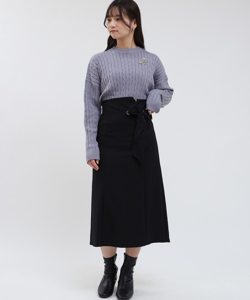 TRUDEA(トルディア)の「ウエストリボンスカート(スカート・レディース・チャコールグレー/ブラック・SMALL/MEDIUM)」の7枚目の写真