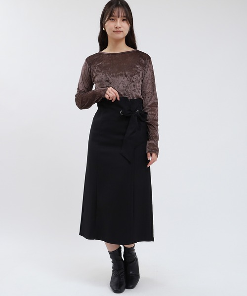 TRUDEA(トルディア)の「ウエストリボンスカート(スカート・レディース・チャコールグレー/ブラック・SMALL/MEDIUM)」の8枚目の写真