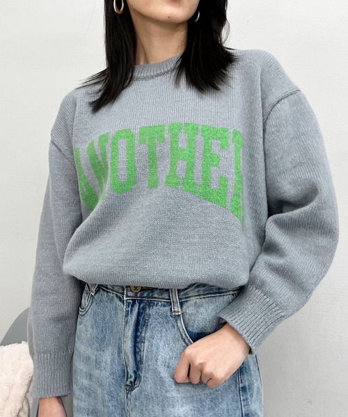 &soiree(アンドソワレ)の「【&soiree】カレッジロゴモヘアライクニットセーター(ニット/セーター・レディース・グリーン/ピンク/グレー/ベージュ・FREE)」の16枚目の写真