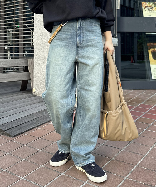 CPCM（シーピーシーエム）の「デニムバギーパンツ（デニムパンツ・レディース・ネイビー/ブルー/ブルー系その他・SMALL/MEDIUM）」の3枚目の写真