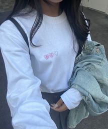 ワンポイントハートデザインロンT/長袖Tシャツ