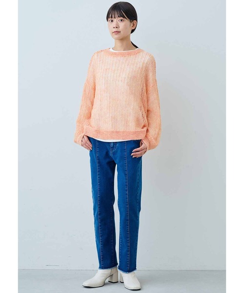 IEDIT（イディット）の「ＩＥＤＩＴ　やさしく透けるふわほわシアーニットトップス（ニット/セーター・レディース・オレンジ/ミント/ホワイト・M/L/LL/3L/S）」の5枚目の写真