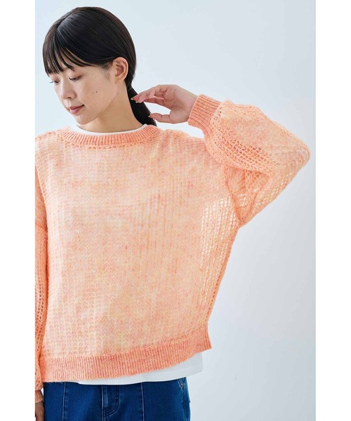 IEDIT（イディット）の「ＩＥＤＩＴ　やさしく透けるふわほわシアーニットトップス（ニット/セーター・レディース・オレンジ/ミント/ホワイト・M/L/LL/3L/S）」の9枚目の写真