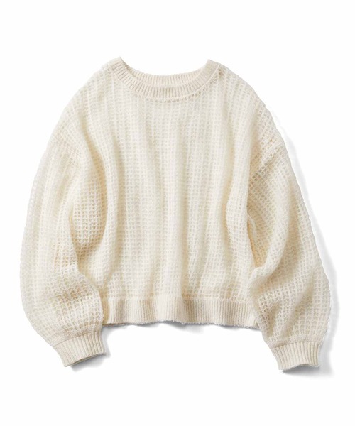 IEDIT（イディット）の「ＩＥＤＩＴ　やさしく透けるふわほわシアーニットトップス（ニット/セーター・レディース・オレンジ/ミント/ホワイト・M/L/LL/3L/S）」の12枚目の写真