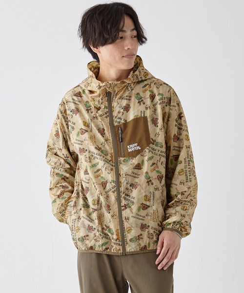 KRIFF MAYER（クリフメイヤー）の「撥水総柄フードJK（マウンテンパーカー・メンズ・ネイビー/グレー/ベージュ/イエロー・LARGE/MEDIUM/X-LARGE）」の2枚目の写真