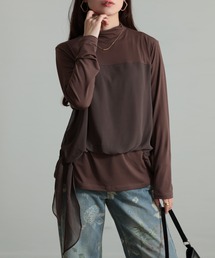 異素材シフォンカットソー