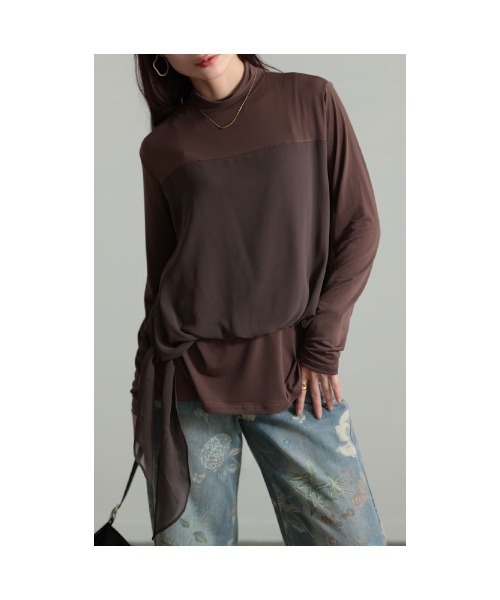 Sawa a la mode（サワアラモード）の「異素材シフォンカットソー（Tシャツ/カットソー・レディース・ブラック/ブラウン・FREE）」の11枚目の写真