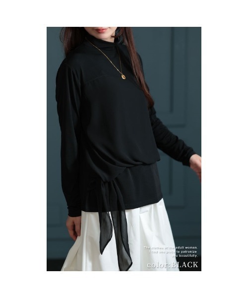 Sawa a la mode（サワアラモード）の「異素材シフォンカットソー（Tシャツ/カットソー・レディース・ブラック/ブラウン・FREE）」の12枚目の写真