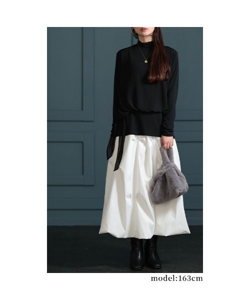 Sawa a la mode（サワアラモード）の「異素材シフォンカットソー（Tシャツ/カットソー・レディース・ブラック/ブラウン・FREE）」の14枚目の写真