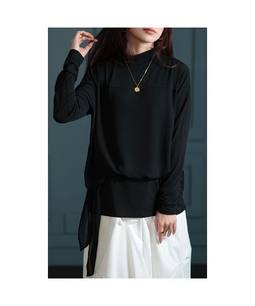 Sawa a la mode（サワアラモード）の「異素材シフォンカットソー（Tシャツ/カットソー・レディース・ブラック/ブラウン・FREE）」の16枚目の写真