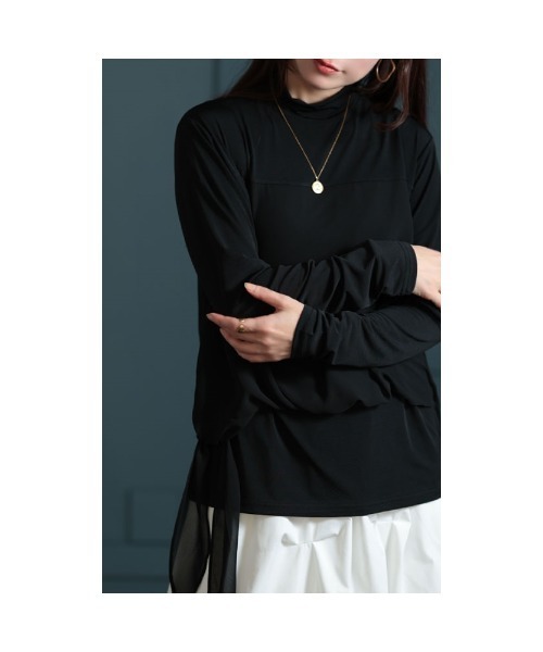 Sawa a la mode（サワアラモード）の「異素材シフォンカットソー（Tシャツ/カットソー・レディース・ブラック/ブラウン・FREE）」の19枚目の写真