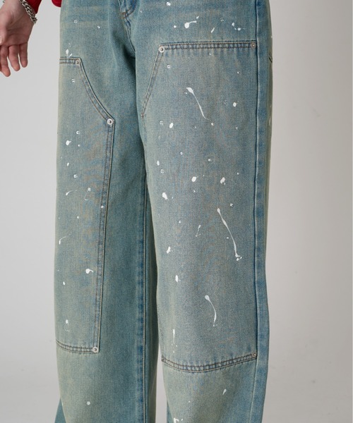 WISH FOR EVER(ウィッシュフォーエバー)の「RHINESTONE PAINT DOUBLE KNEE DENIM PANTS/ラインストーンペイントダブルニーデニムパンツ(デニムパンツ・メンズ・ライトインディゴブルー・SMALL/MEDIUM/LARGE)」の11枚目の写真