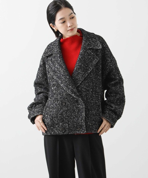 ウール混　Gready Brilliant ツィードショートＰコート セール】ツィードショートPコート（ピーコート）｜Gready Brilliant