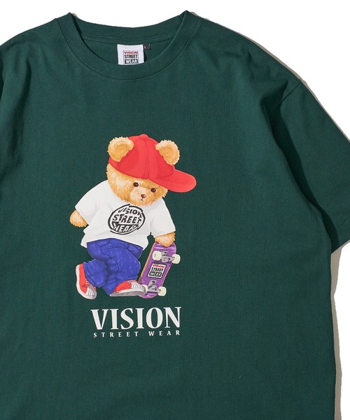 VISION STREET WEAR(ヴィジョンストリートウェア)の「【VISION STREET WEAR】オリジナルグラフィック テディベアスケータープリントTシャツ / バックプリント(Tシャツ/カットソー・レディース・ホワイト/グリーン/ブラック・MEDIUM/LARGE/X-LARGE)」の3枚目の写真