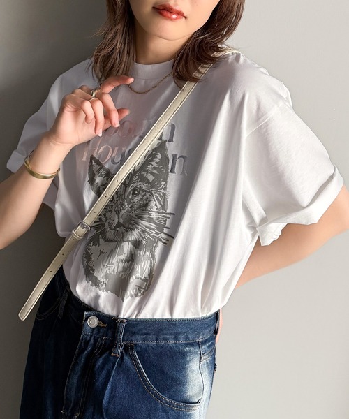 classicalelf（クラシカルエルフ）の「上品カジュアルを楽しむ。シルケット風アニマルTシャツ（半袖）（Tシャツ/カットソー・レディース・グレー系1/アイボリー系1/アイボリー系2/ホワイト系1/グレー系2/ホワイト系2・LARGE/MEDIUM/SMALL/X-LARGE）」の17枚目の写真