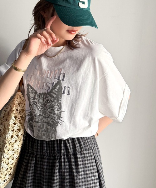 classicalelf（クラシカルエルフ）の「上品カジュアルを楽しむ。シルケット風アニマルTシャツ（半袖）（Tシャツ/カットソー・レディース・グレー系1/アイボリー系1/アイボリー系2/ホワイト系1/グレー系2/ホワイト系2・LARGE/MEDIUM/SMALL/X-LARGE）」の18枚目の写真