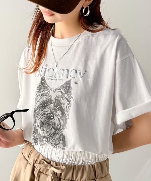 classicalelf（クラシカルエルフ）の「上品カジュアルを楽しむ。シルケット風アニマルTシャツ（半袖）（Tシャツ/カットソー・レディース・グレー系1/アイボリー系1/アイボリー系2/ホワイト系1/グレー系2/ホワイト系2・LARGE/MEDIUM/SMALL/X-LARGE）」の21枚目の写真