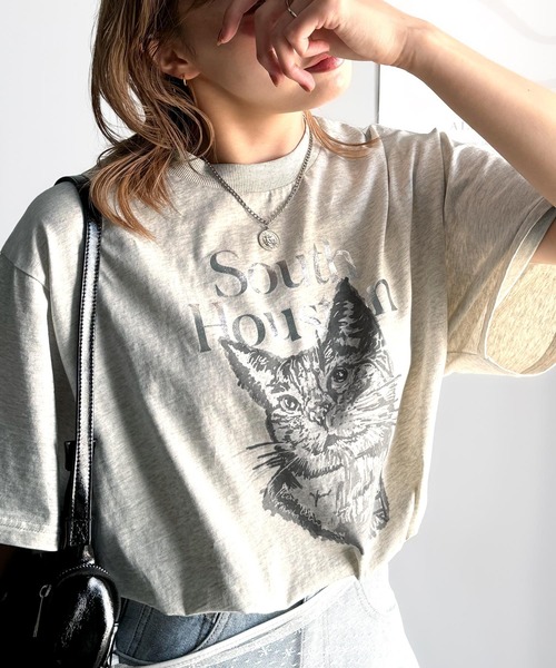 classicalelf（クラシカルエルフ）の「上品カジュアルを楽しむ。シルケット風アニマルTシャツ（半袖）（Tシャツ/カットソー・レディース・グレー系1/アイボリー系1/アイボリー系2/ホワイト系1/グレー系2/ホワイト系2・LARGE/MEDIUM/SMALL/X-LARGE）」の9枚目の写真