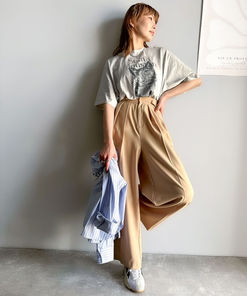 classicalelf（クラシカルエルフ）の「上品カジュアルを楽しむ。シルケット風アニマルTシャツ（半袖）（Tシャツ/カットソー・レディース・グレー系1/アイボリー系1/アイボリー系2/ホワイト系1/グレー系2/ホワイト系2・LARGE/MEDIUM/SMALL/X-LARGE）」の11枚目の写真