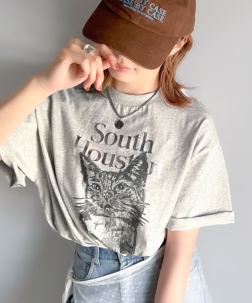 classicalelf（クラシカルエルフ）の「上品カジュアルを楽しむ。シルケット風アニマルTシャツ（半袖）（Tシャツ/カットソー・レディース・グレー系1/アイボリー系1/アイボリー系2/ホワイト系1/グレー系2/ホワイト系2・LARGE/MEDIUM/SMALL/X-LARGE）」の8枚目の写真