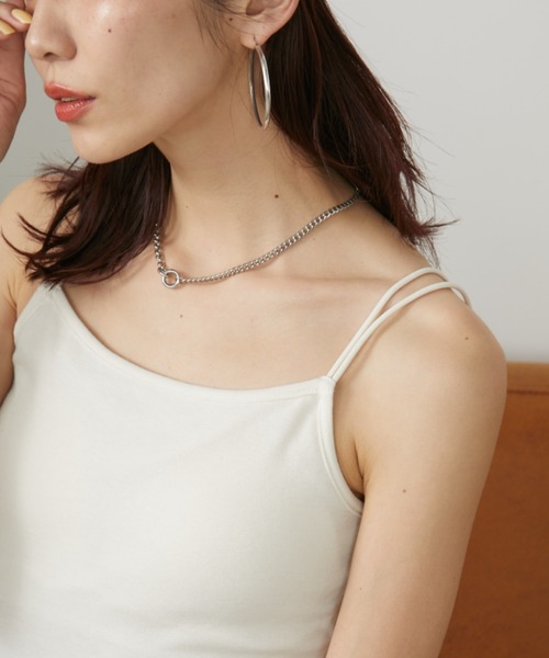 Auntie Rosa Holiday(アンティローザホリデー)の「カップ付きダブルストラップキャミソール(キャミソール・レディース・ナチュラル/ブラック・FREE)」の18枚目の写真