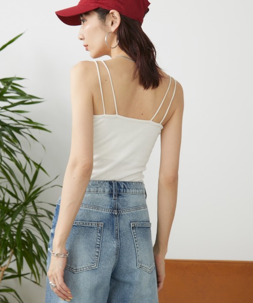 Auntie Rosa Holiday(アンティローザホリデー)の「カップ付きダブルストラップキャミソール(キャミソール・レディース・ナチュラル/ブラック・FREE)」の13枚目の写真