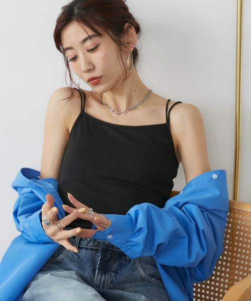 Auntie Rosa Holiday(アンティローザホリデー)の「カップ付きダブルストラップキャミソール(キャミソール・レディース・ナチュラル/ブラック・FREE)」の3枚目の写真