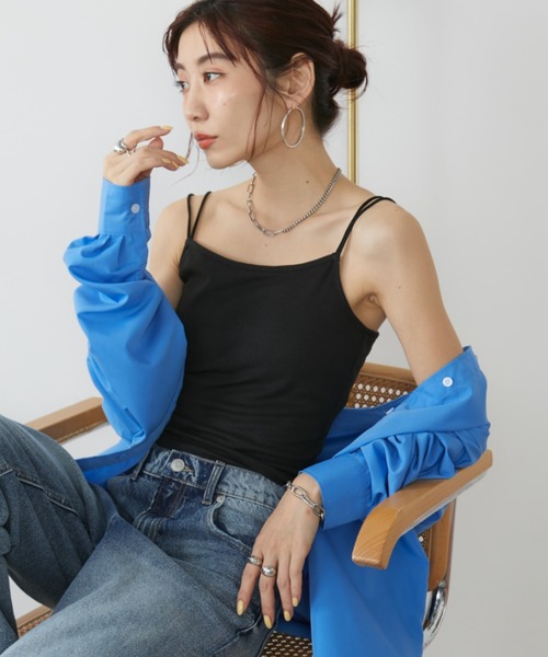 Auntie Rosa Holiday(アンティローザホリデー)の「カップ付きダブルストラップキャミソール(キャミソール・レディース・ナチュラル/ブラック・FREE)」の5枚目の写真