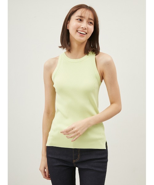 Mila Owen（ミラオーウェン）の「シルク混クルーネックアメスリニットタンク【ウォッシャブル】（タンクトップ・レディース・ライム/ホワイト/ベージュ/ミント/ブラック・0/1）」の5枚目の写真