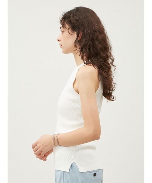 Mila Owen（ミラオーウェン）の「シルク混クルーネックアメスリニットタンク【ウォッシャブル】（タンクトップ・レディース・ライム/ホワイト/ベージュ/ミント/ブラック・0/1）」の6枚目の写真