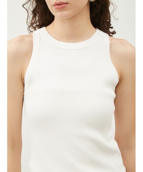 Mila Owen（ミラオーウェン）の「シルク混クルーネックアメスリニットタンク【ウォッシャブル】（タンクトップ・レディース・ライム/ホワイト/ベージュ/ミント/ブラック・0/1）」の8枚目の写真