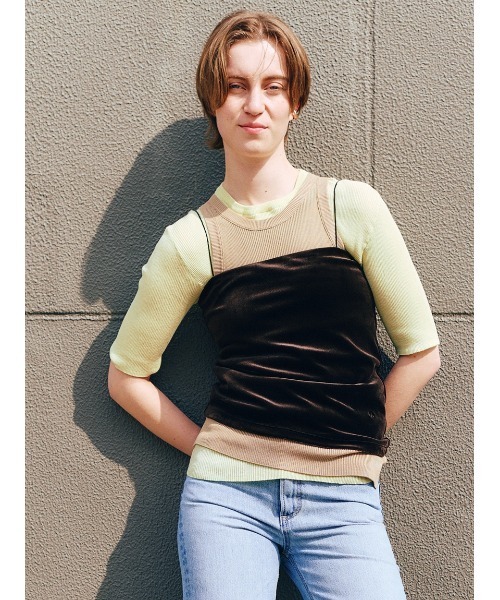 Mila Owen（ミラオーウェン）の「シルク混クルーネックアメスリニットタンク【ウォッシャブル】（タンクトップ・レディース・ライム/ホワイト/ベージュ/ミント/ブラック・0/1）」の14枚目の写真