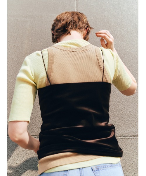 Mila Owen（ミラオーウェン）の「シルク混クルーネックアメスリニットタンク【ウォッシャブル】（タンクトップ・レディース・ライム/ホワイト/ベージュ/ミント/ブラック・0/1）」の15枚目の写真