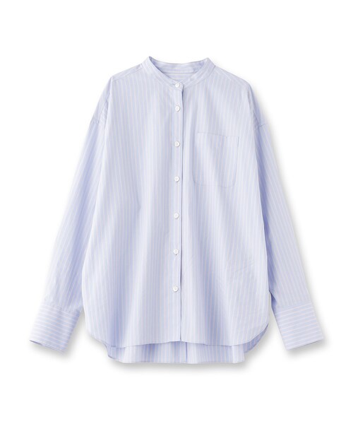UNTITLED(アンタイトル)の「【コットン100/ストライプ】タイプライター バンドカラーシャツ(シャツ/ブラウス・レディース・オフホワイト/ホワイト系5/ブルー系7・04/48/50/00/01/02/03/44)」の4枚目の写真