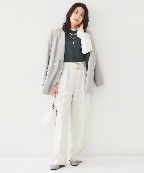 UNTITLED(アンタイトル)の「【コットン100/ストライプ】タイプライター バンドカラーシャツ(シャツ/ブラウス・レディース・オフホワイト/ホワイト系5/ブルー系7・04/48/50/00/01/02/03/44)」の9枚目の写真